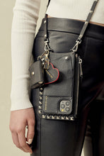 Load image into Gallery viewer, Bandolier Pebble Leather Heart Keychain - Black/Red/Gold
