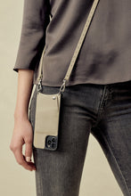 Load image into Gallery viewer, Nicole Pebble Leather Crossbody Bandolier - Greige/Silver