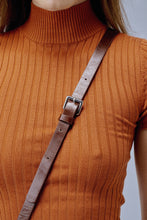 Load image into Gallery viewer, Hailey Folio Distressed Leather Crossbody Bandolier - Dark Brown/Silver