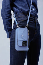 Load image into Gallery viewer, Classic Pebble Leather Zip Pouch - Cerulean/Silver