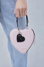 Load image into Gallery viewer, Bandolier Pebble Leather Heart Keychain - Black/Pink/Silver