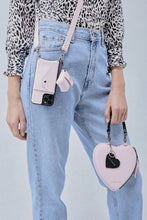 Load image into Gallery viewer, Bandolier Pebble Leather Heart Keychain - Black/Pink/Silver