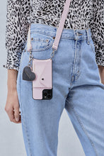 Load image into Gallery viewer, Bandolier Pebble Leather Heart Keychain - Black/Pink/Silver