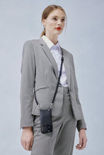 Load image into Gallery viewer, Emma Pebble Leather Crossbody Bandolier - Black/Silver