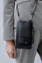 Load image into Gallery viewer, Classic Pebble Leather Zip Pouch - Black/Silver