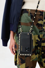 Load image into Gallery viewer, Pyramid Stud Pebble Leather Zip Pouch - Black/Gold