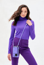 Load image into Gallery viewer, Pebble Leather Expanded Zip Pouch - Grape Mist/Silver