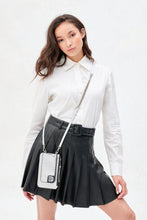 Load image into Gallery viewer, Classic Pebble Leather Zip Pouch - Metallic Silver/Silver