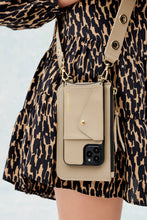 Load image into Gallery viewer, Classic Smooth Leather Zip Pouch - Taupe/Gold