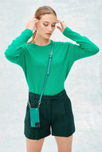 Load image into Gallery viewer, Casey Pebble Leather Crossbody Bandolier - Emerald Green/Silver
