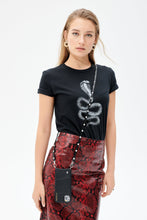 Load image into Gallery viewer, Sarah Pebble Leather Pyramid Stud Strap - Black/Silver