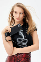Load image into Gallery viewer, Sarah Pebble Leather Crossbody Bandolier - Black/Silver