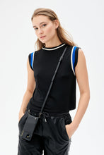 Load image into Gallery viewer, Emma Pebble Leather Crossbody Bandolier - Black/Pewter