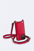 Load image into Gallery viewer, Casey Pebble Leather Crossbody Bandolier - Red/Silver