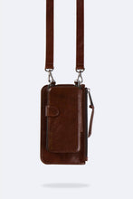 Load image into Gallery viewer, Classic Distressed Leather Zip Pouch - Dark Brown/Silver