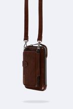 Load image into Gallery viewer, Distressed Leather Expanded Zip Pouch - Dark Brown/Silver