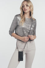 Load image into Gallery viewer, Lucy Pebble Leather Crossbody Bandolier - Black/Silver