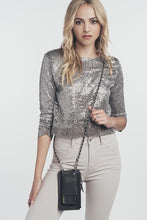 Load image into Gallery viewer, Lucy Pebble Leather Crossbody Bandolier - Black/Silver