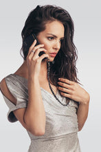 Load image into Gallery viewer, Lucy Pebble Leather Crossbody Bandolier - Black/Pewter