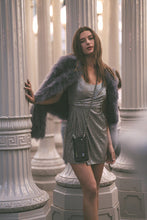 Load image into Gallery viewer, Open Top Pebble Leather Pyramid Stud Pouch - Black/Silver