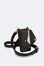 Load image into Gallery viewer, Hailey Folio Pebble Leather Crossbody Bandolier - Black/Gold