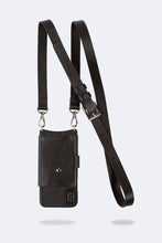 Load image into Gallery viewer, Hailey Folio Pebble Leather Crossbody Bandolier - Black/Silver
