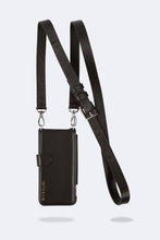 Load image into Gallery viewer, Hailey Folio Pebble Leather Crossbody Bandolier - Black/Silver