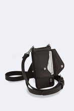 Load image into Gallery viewer, Hailey Folio Pebble Leather Crossbody Bandolier - Black/Silver
