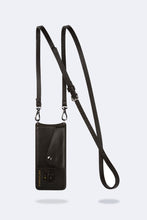 Load image into Gallery viewer, Gemma Samsung 9 Series Side Slot Pebble Leather Crossbody Bandolier - Black/Pewter