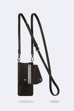 Load image into Gallery viewer, Gemma Samsung 9 Series Side Slot Pebble Leather Crossbody Bandolier - Black/Pewter