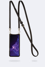 Load image into Gallery viewer, Gemma Samsung 9 Series Side Slot Pebble Leather Crossbody Bandolier - Black/Gold