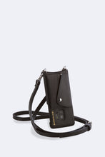 Load image into Gallery viewer, Gemma Samsung 9 Series Side Slot Pebble Leather Crossbody Bandolier - Black/Silver