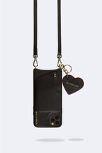 Load image into Gallery viewer, Bandolier Pebble Leather Heart Keychain - Black/Red/Gold