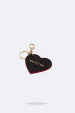 Load image into Gallery viewer, Bandolier Pebble Leather Heart Keychain - Black/Red/Gold