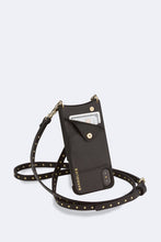 Load image into Gallery viewer, Nicole Pebble Leather Crossbody Bandolier - Black/Gold
