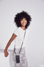 Load image into Gallery viewer, Sarah Pebble Leather Crossbody Bandolier - Black/Silver