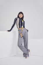 Load image into Gallery viewer, Bella Crossbody Smooth Leather Bandolier - Navy/Yellow/Silver