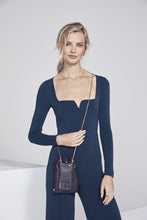 Load image into Gallery viewer, Drawstring Smooth Leather Pouch - Black/Gold