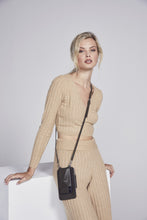 Load image into Gallery viewer, Classic Embossed Leather Zip Pouch - Dark Olive/Silver