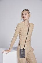 Load image into Gallery viewer, Classic Embossed Leather Zip Pouch - Dark Olive/Silver