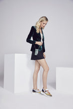 Load image into Gallery viewer, Emma Embossed Leather Crossbody Bandolier - Green Croc/Pewter