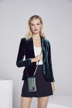 Load image into Gallery viewer, Embossed Leather Expanded Zip Pouch - Green Croc/Pewter