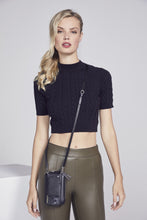 Load image into Gallery viewer, Medium Pebble Leather Expanded Zip Pouch - Black/Silver