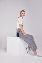 Load image into Gallery viewer, Casey Pebble Leather Crossbody Bandolier - Navy/Silver