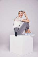 Load image into Gallery viewer, Casey Pebble Leather Crossbody Bandolier - Navy/Silver