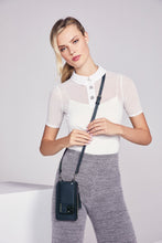 Load image into Gallery viewer, Classic Pebble Leather Zip Pouch - Navy/Silver