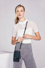 Load image into Gallery viewer, Classic Pebble Leather Zip Pouch - Navy/Silver