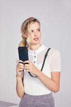 Load image into Gallery viewer, Casey Pebble Leather Crossbody Bandolier - Navy/Silver