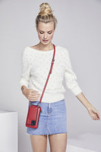 Load image into Gallery viewer, Pebble Leather Expanded Pouch - Red/Silver