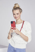 Load image into Gallery viewer, Casey Pebble Leather Crossbody Bandolier - Red/Silver